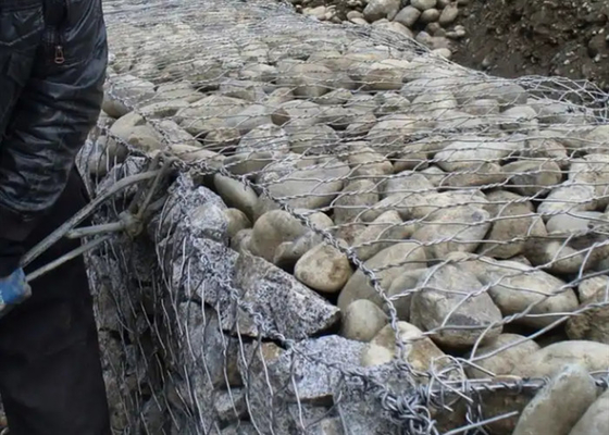 80x100mm Pvc kaplı Gabion Tel Ağı Sel Kontrolü Destek Duvarında